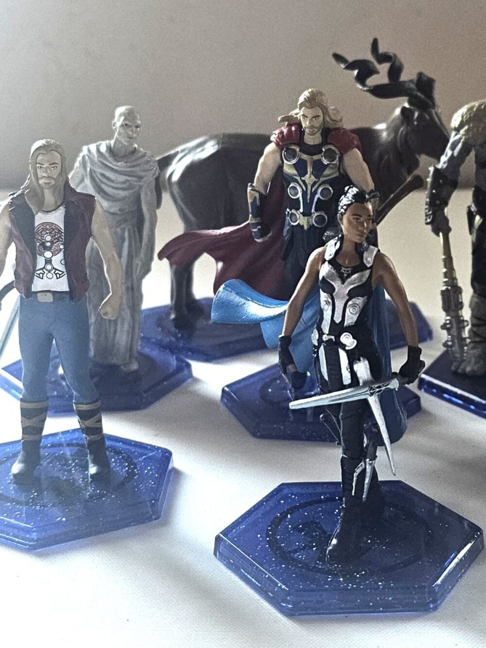 Disney Marvel Cake Toppers Thor Figurines Lot of 7 Set PVC - Blue Stands